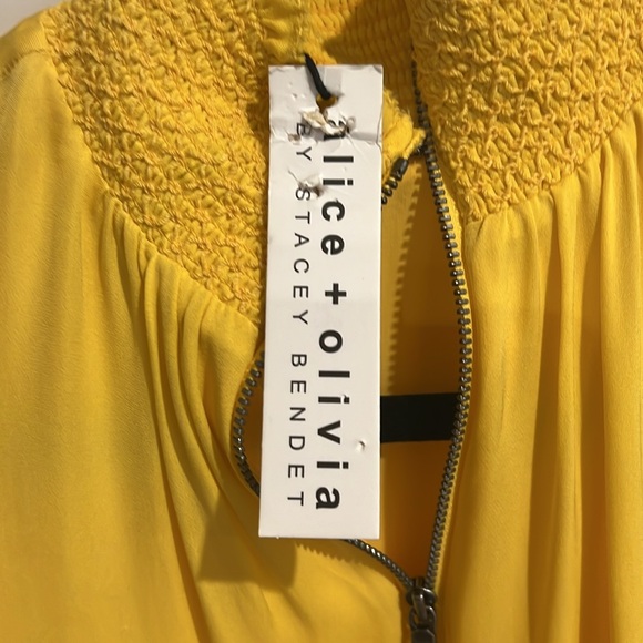 Alice & Olivia yellow dress lined size 0 NWT but can fit size 2 or 4 - Picture 3 of 6